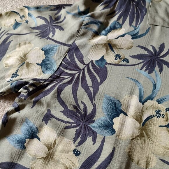 Jamaica Jaxx 100% Silk Floral Hawaiian Short Sleeve Button Down Shirt XL - Picture 6 of 9
